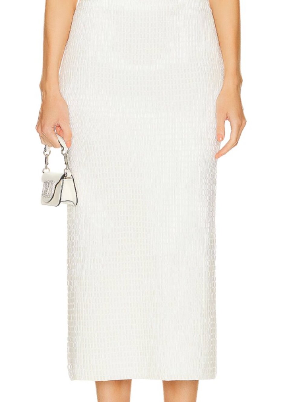 SIMKHAI Ellison Midi Skirt Ivory Sequin